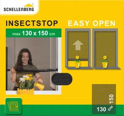 Produktbild von Schellenberg Insektenschutzgitter Easy Open, aufrollbares Fliegengitter Fenster, Insektenschutz Fenster 130 x 150 cm, anthrazit, 70474