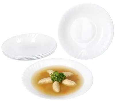 Zdjęcie produktu dla 6x talerz do zupy Arkona szkło opalowe 320ml 21,8cm biały talerz głęboki miska do makaronu sałatka