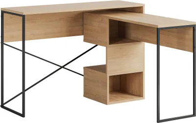 Image de Bureau modulable en bois "Badau" - 110 x 102 x 77 cm - Beige