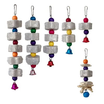 Produktbild von 6-teiliges Set Kauspielzeug Für Papageien, Lavablock, Kalziumergänzung, Futterspielzeug, Vogelschnabel-Schleifstein Mit Glocke
