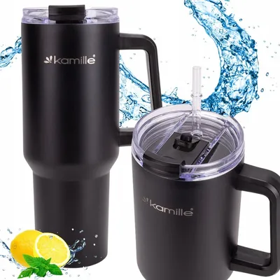 Produktbild von THERMOSBECHER AUS STAHL 100 % DICHT geräumige Trinkflasche KAMILLE 1200 ml