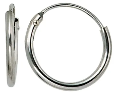 Produktbild von Kleine Creolen Creole Ohrringe 13mm 585 Gold Weißgold schlicht rund für Damen & Kinder