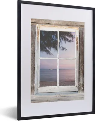 Produktbild von MuchoWow® Gerahmtes Poster Aussicht - Strand - Meer 30x40 cm - Poster mit Schwarzem Bilderrahmen Wandposter Rahmen Foto Bilder - Wandposter Schlafzimmer
