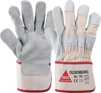 Produktbild von Hase Arbeitshandschuhe Oldenburg Größe 12, Rindkernspaltleder 12 Stk