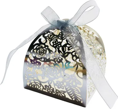 Produktbild von 50 Pack Laser Cut Rosen Hochzeit Gunst Boxen, Mini Geschenk-Boxen Für Bridal Shower Jahrestag Geburtstag Party Hochzeit Gunst