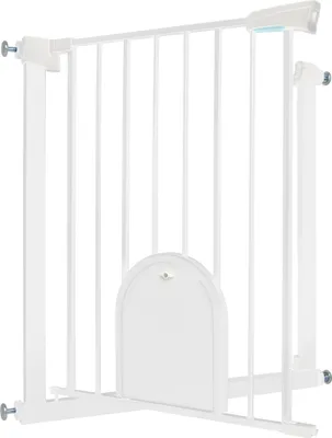 Produktbild von Treppenschutzgitter Treppengitter ohne bohren Türgitter 75-85cm, Weiß(mit Haustieretür)