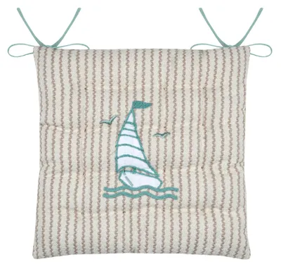 Produktbild von STOF Stuhlkissen Dekokissen Sitzkissen 38x38cm beige grün mit Baumwolle doppelseitig