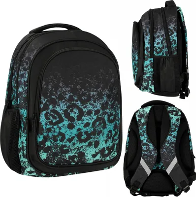 Produktbild von Schwarzer Jugend Rucksack mit Leopardenmuster 43x35x21 cm, gepolstert
