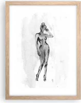 Produktbild von Gerahmtes Poster - Rahmen in heller Eiche - Nacktheit Frau Körper - 30x40 cm - Wand Bild - Wanddeko - Wandbilder - Kunstposter - Wandposter - Bilderrahmen - Bilder - Kunstdruck - P2NPA30x40-5075