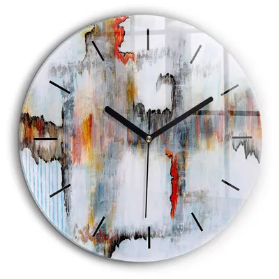 Produktbild von Wallfluent Große Wanduhr – Stilles Quarzuhrwerk - Uhr Dekoration Wohnzimmer Schlafzimmer Küche - Zifferblatt mit Striche - schwarze Zeiger - 60 cm - Abstraktion