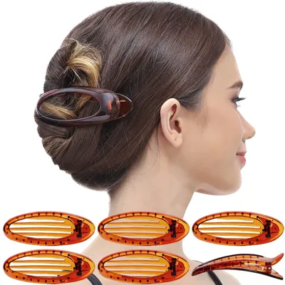 Produktbild von Set mit 6 ovalen Haarklammern für stilvolle Frisuren