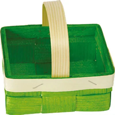 Immagine prodotto di Cestino di legno decorazione pasquale cestino di trucioli con manico quadrato, verde 16x7x13cm NUOVO