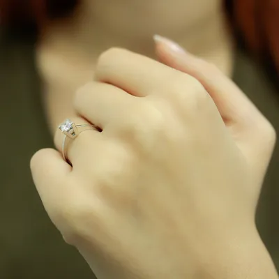 Produktbild von 0,38 Carat Diamant Solitär Ring Antragsring 14 Karat Weißgold - 49 (15,60 mm)