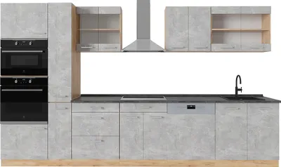 Produktbild von Küchenzeile Vicco R-Line Beton/Goldkraft Eiche 350 cm , AP Anthrazit, Model 53822