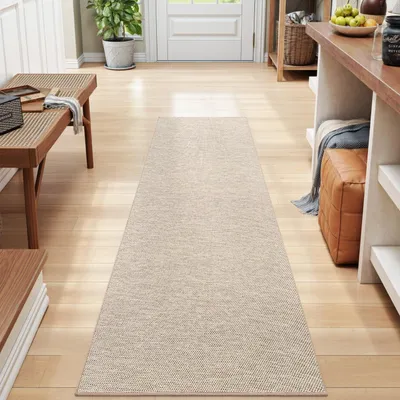 Imagen del producto de Alfombra tipo "runner" de 43 x 150 cm, tapete antideslizante para atrapar la suciedad, color beige
