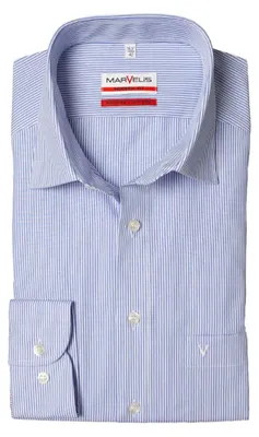 Produktbild von Marvelis - Modern Fit - Herren Langarm Hemd, (775464), Größe:38, Farbe:blau gestreift (15)