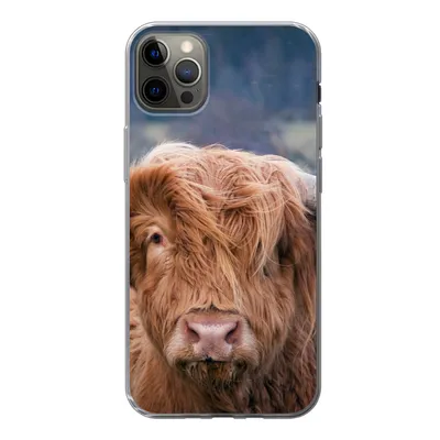 Produktbild von MuchoWow® Handyhülle Schutzhülle Hülle für iPhone 12 Pro Max Schottischer Highlander - Hörner - Berg Silikon Softcase Handy Hülle - Hartschale
