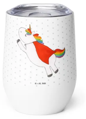 Produktbild von Mr. & Mrs. Panda Thermobecher Einhorn Super - Weiß - Geschenk, Unicorn, Held, kaffee tasse, Einhörner, edelstahl, glühweinbecher, Superheld, Freundin, Thermo Becher