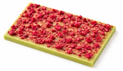 Produktbild von Weiße Schokolade mit Matcha-Tee und gefriergetrockneten Himbeeren 100g - Schronisko Bukowina