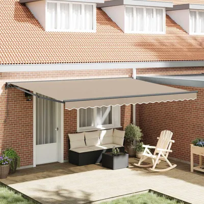 Immagine prodotto di Maison Exclusive - Telaio per tenda da sole beige 450 x 300 cm in poliestere con rivestimento in PU