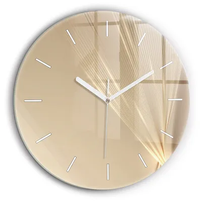 Produktbild von Wallfluent Große Wanduhr – Stilles Quarzuhrwerk - Uhr Dekoration Wohnzimmer Schlafzimmer Küche - Zifferblatt mit Striche - weiße Zeiger - 60 cm - Abstraktes Licht