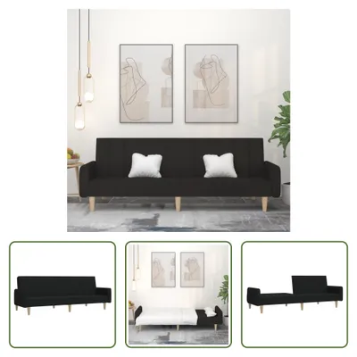 Produktbild von The Living Store Schlafsofa 2-Sitzer Schwarz Stoff