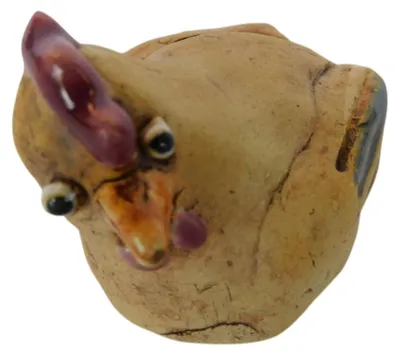 Produktbild von Handgefertigte Oster-Dekofigur Huhn aus Natur-Steinzeug, Breite 3,5 cm, Höhe 4 cm