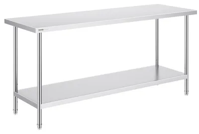 Obrázek produktu pro Pracovní stůl z nerezové oceli pro přípravu potravin, komerční provedení, rozměry 24 x 72 x 34 palců