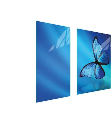 Produktbild von Herdabdeckplatten 2 teilig 75x52 Glaskeramikkochfeld Abdeckung Glas Schneidebrett Schmetterling Blau