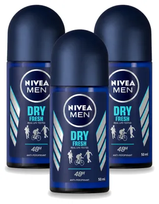 Image de 3 déodorants roll-on NIVEA MEN Dry Fresh, 50 ml - Pack avantage - 3 pièces