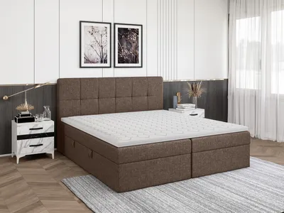 Produktbild von FEDVE Boxspringbett Schlafzimmerbett MOKPO mit 2 Bettkästen, Doppelbett mit Bonell-Matratze und Topper 160x200