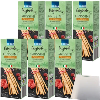 Produktbild von Edeka Italia Grissini mit Sesam und Olivenöl 6er Pack (6x125g Packung) + usy Block
