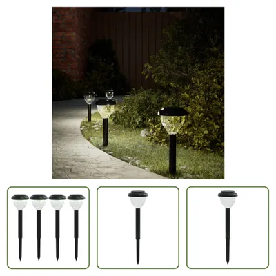 Imagen del producto de Iluminación solar para jardín con estacas, juego de 4 unidades. Luz blanca cálida y RGB