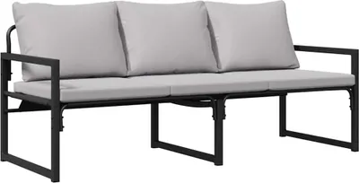 Obrázok produktu pre vidaXL Záhradný nábytok s vankúšmi čierny 180 x 72,5 x 71 cm oceľ