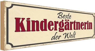 Produktbild von vianmo Holzschild 10x27 cm beste Kindergärtnerin der Welt