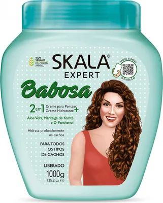 Produktbild von skala-medica Babosa Hydronutritive Haarcreme Schwarz 1000ml mit Aloe Vera, Shea Butter, D-Panthenol, 2in1 Feuchtigkeit & Glanz für lockiges Haar Unisex 1 Stück