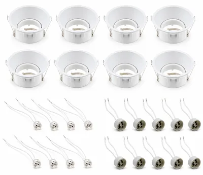 Zdjęcie produktu dla Wpuszczana lampa sufitowa, regulowana, kompatybilna z żarówkami GU10 i MR16, 8 sztuk, okrągła, biała, nie, Obraz wygenerowany przez AI