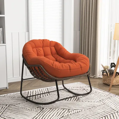 Immagine prodotto di Sedia a dondolo - Poltrona - Poltrona relax - Sedia a dondolo per cameretta - Rattan artificiale intrecciato a mano