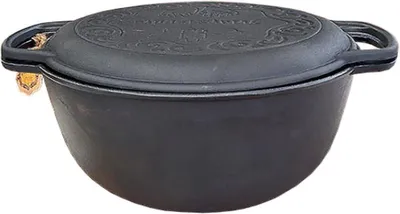 Produktbild von Gusseisen Topf 5 l, mit Deckel, für BBQ, schwarz