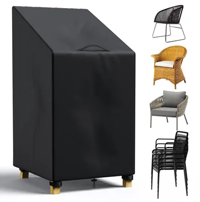 Image de Housse de chaise de jardin, 600D, imperméable, 120/80 x 65 x 65 cm, noire, respirante