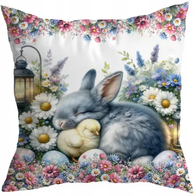 Produktbild von HomeView Dekorative Kissenhülle 50x50cm Osterhase Frühling