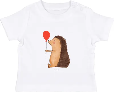Produktbild von Mr. & Mrs. Panda Babyshirt Igel Luftballon 6. - 12. Monat - Weiß - Geschenk, Kleinkind T-Shirt, , Baby Shirt, Lustige Sprüche, Glückwunsch, Ballon, Herzlichen