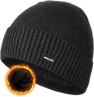 Obrázok produktu pre Zimská čiapka pre pánov – Beanie s rolákom – Hrubá, teplá podšívka – Pletená