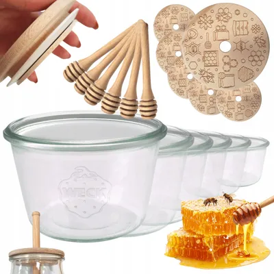 Produktbild von WECK Honiggläser Honigspender mit Honigheber 370ml 6er-Set