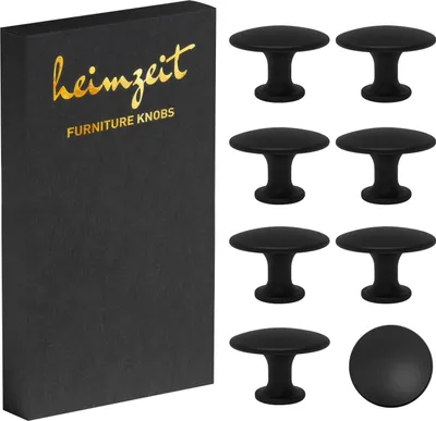 Produktbild von 8x Möbelknöpfe Schwarz Schrankknöpfe Metall Möbelgriff Schubladenknopf Türknauf