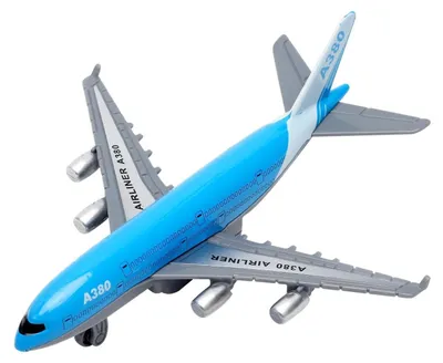 Flugzeugmodell Airbus A380, Metall, Rückzug, 14 cm, blau