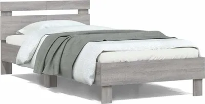 Produktbild von Möbel Bettgestell mit Kopfteil Grau Sonoma 100x200 cm Holzwerkstoff - Klassische Betten 838531