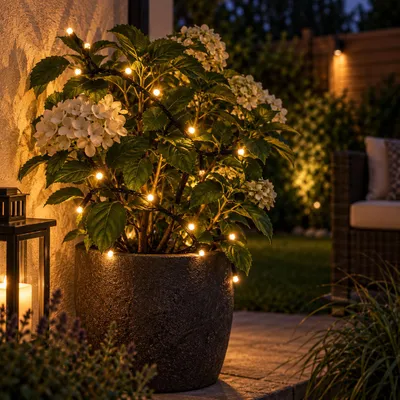 24er LED Outdoor Lichterkette Drahtlichterkette warmweiß Batterie
