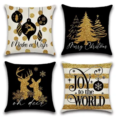 Imagen del producto de Omgoods - Juego de 4 fundas de cojín navideños, 45 x 45 cm