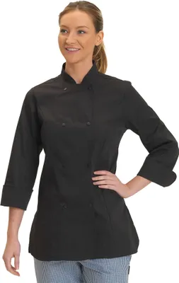 Produktbild von Dennys - "Premium" Kochjacke für Damen Langärmlig PC7140 (S) (Schwarz)